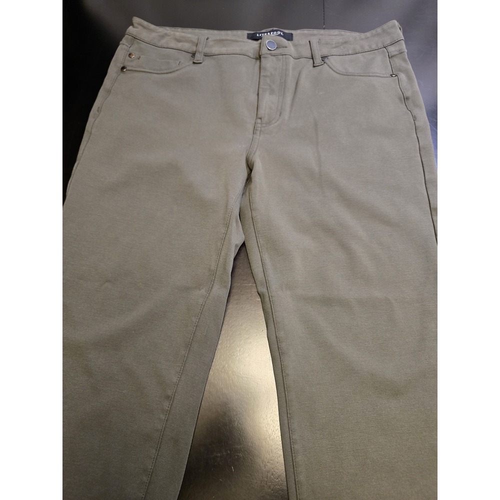 Liverpool Los Angeles Women's Pants Size 12/31 Black Olive Green Stretch Ankle
